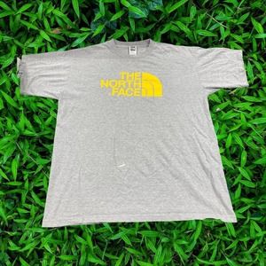 Retro North Face Branded Logo Grey Cotton Graphic Tee Large